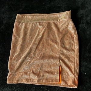 Rose gold with orange interior polyester mini skirt by Charlotte Russe